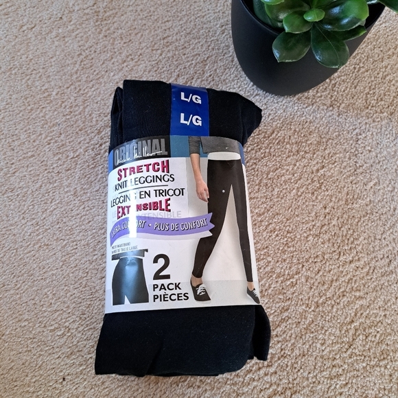 New! Nicole Miller Leggings 2 Pack Size Large Black Stretch Pants Cotton - Picture 10 of 10